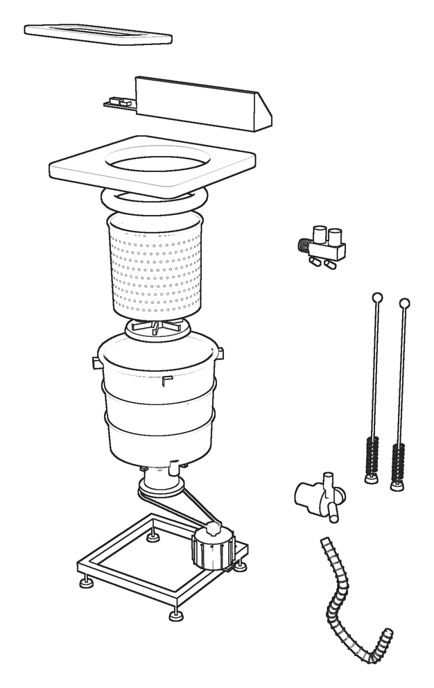 Exploded view of a 12 kg top-load washer, sample data